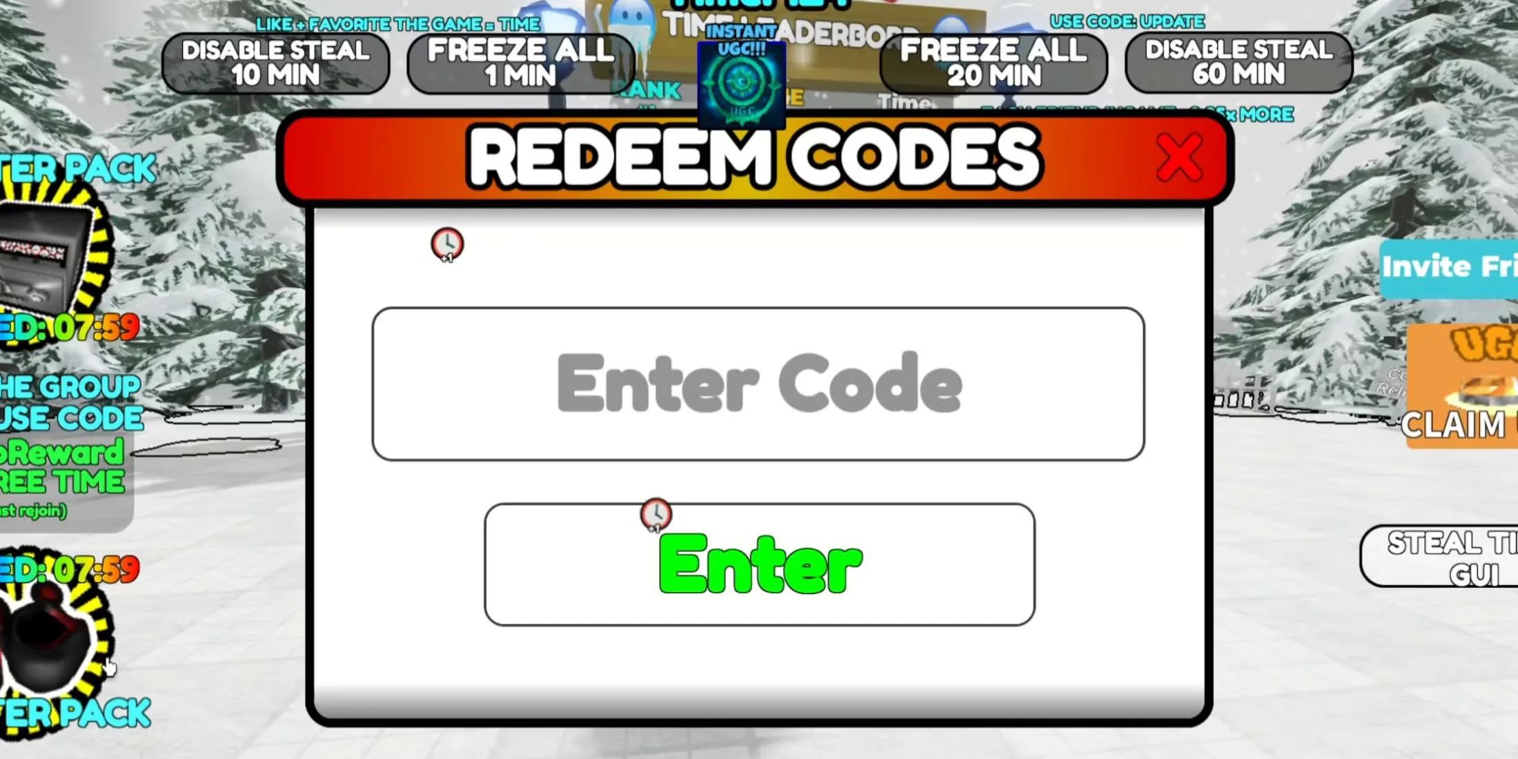 How to redeem codes in Freeze For UGC