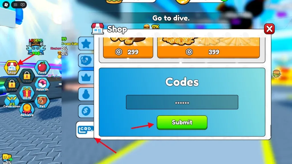 How to redeem codes in Get Fat to Splash