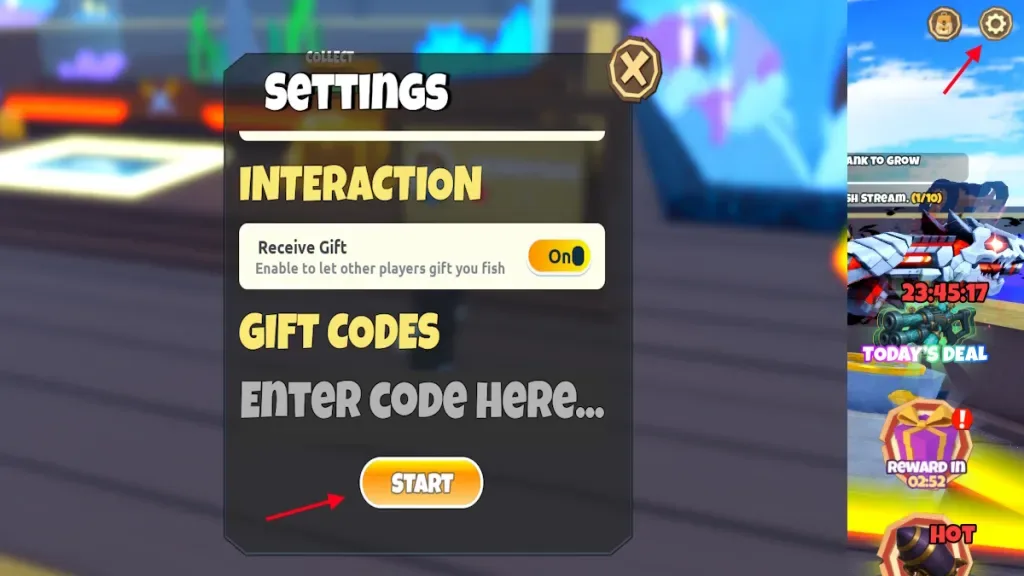 How to redeem codes in Hunt Giant Fish
