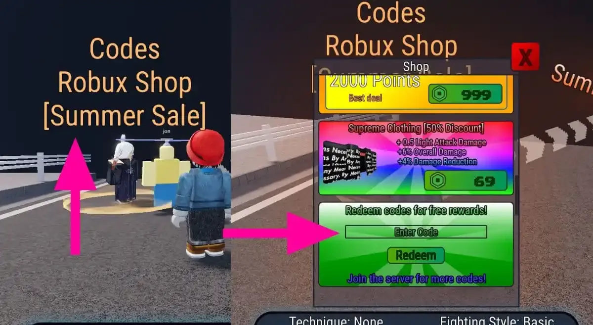 How to redeem codes in Jujutsu Culling