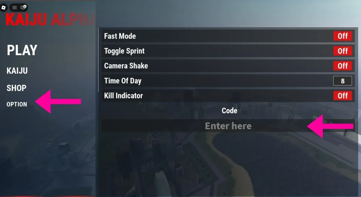 How to redeem codes in Kaiju Alpha