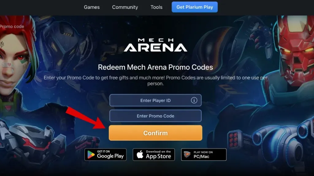 How to redeem codes in Mech Arena Promo