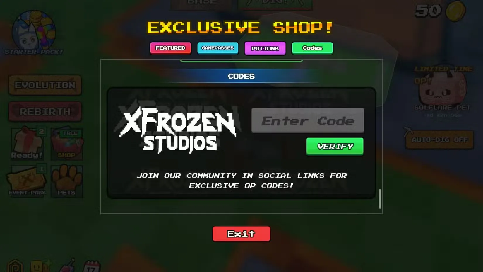 How to redeem codes in Merge & Dig Simulator