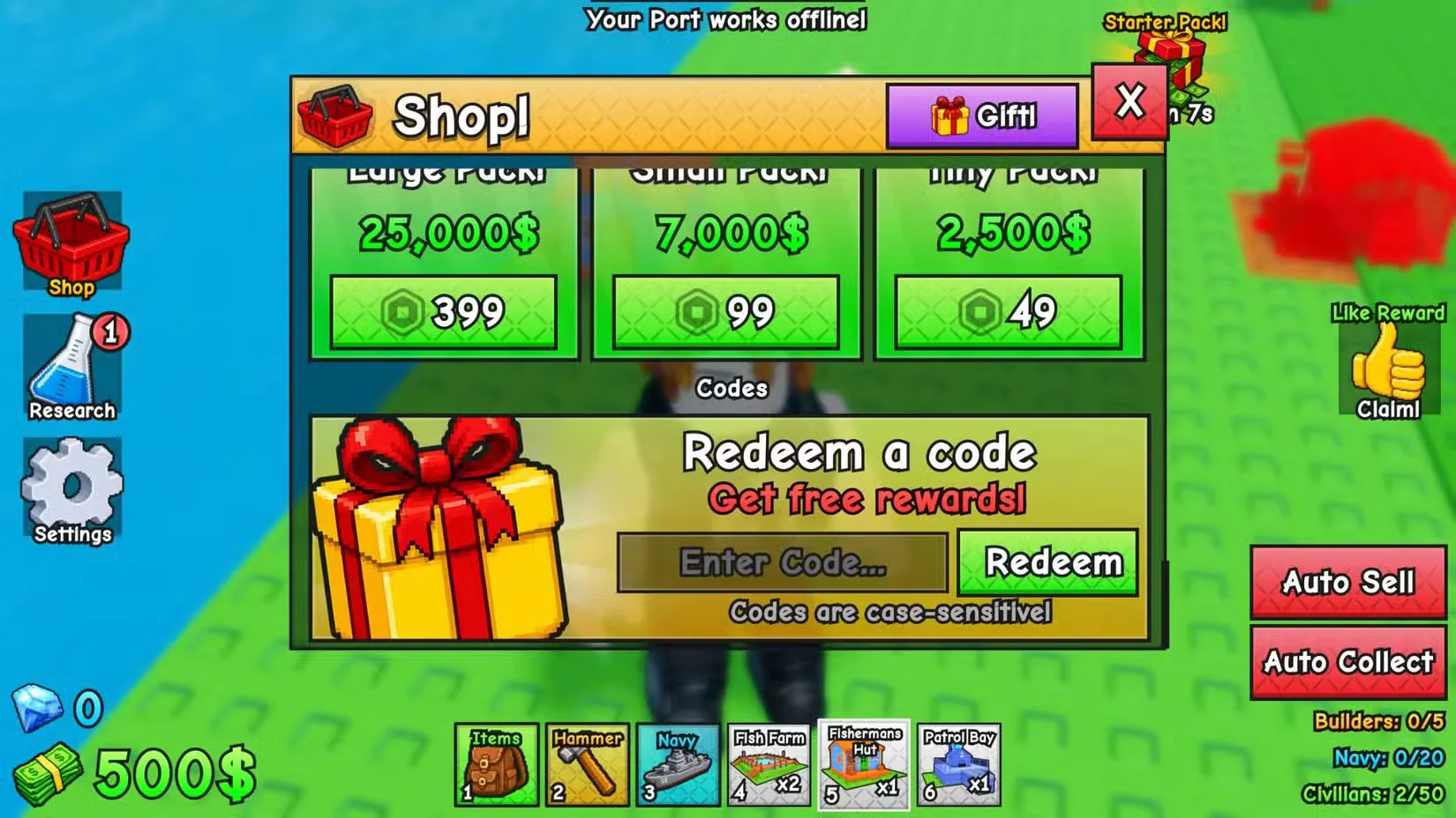 How to redeem codes in Navy War