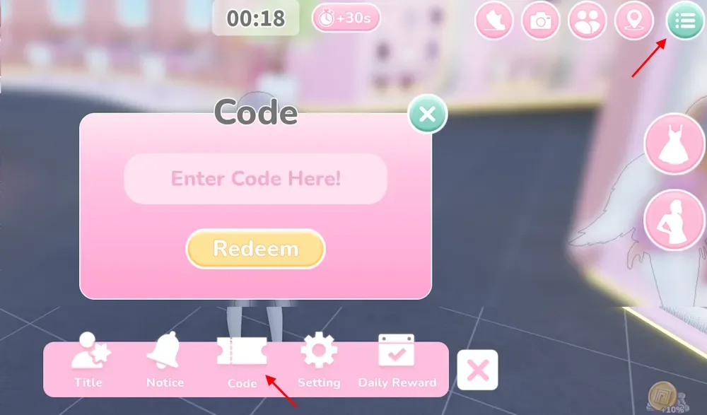 How to redeem codes in Prism Runway Show