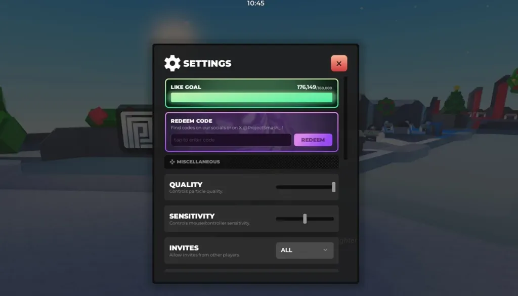 How to redeem codes in Project Smash