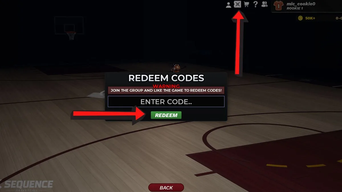 How to redeem codes in Sequence Basketball