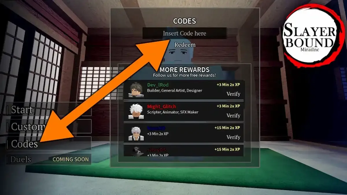 How to redeem codes in Slayerbound