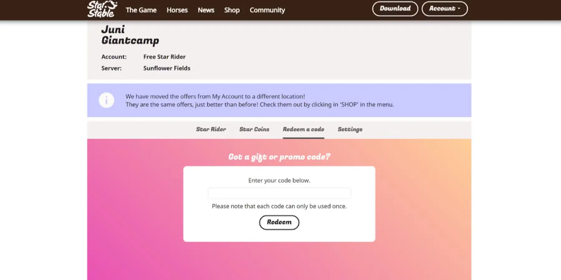How to redeem codes in Star Stable