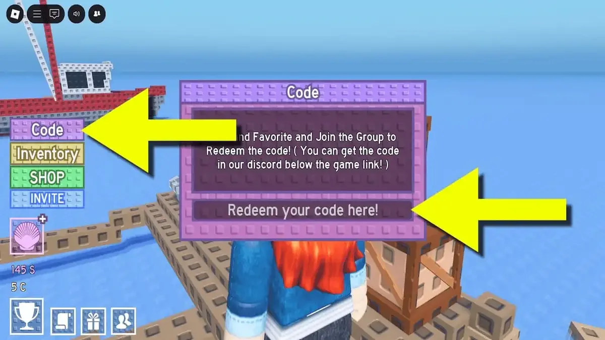 How to redeem codes in Survive on a Raft