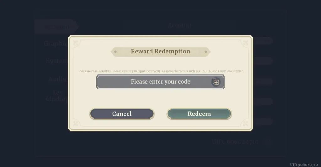 How to redeem codes in Sword of Convallaria