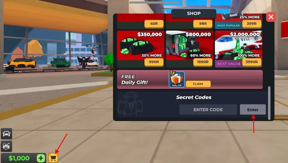 How to redeem codes in Taxi Boss