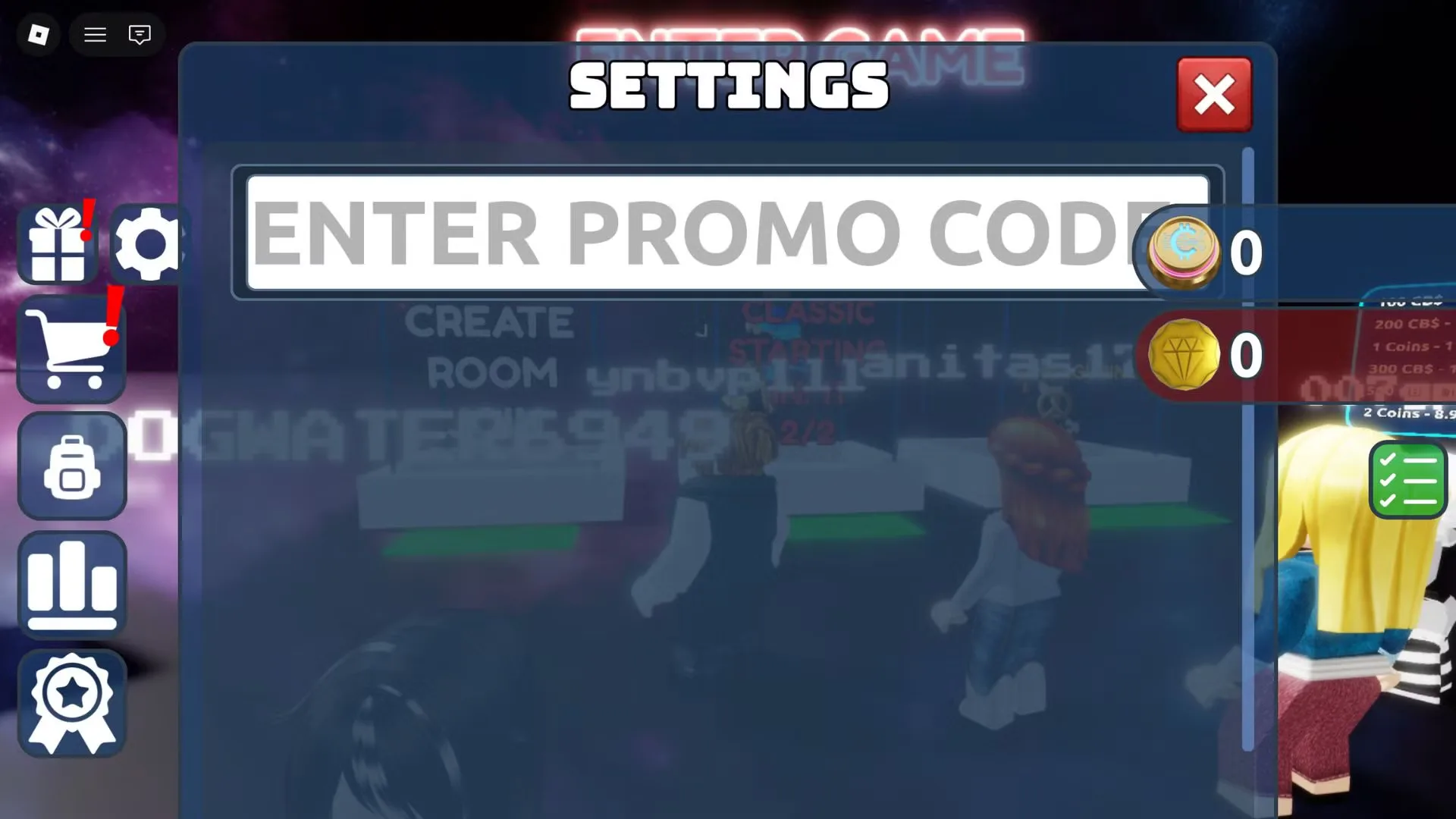 How to redeem codes in The Button Room