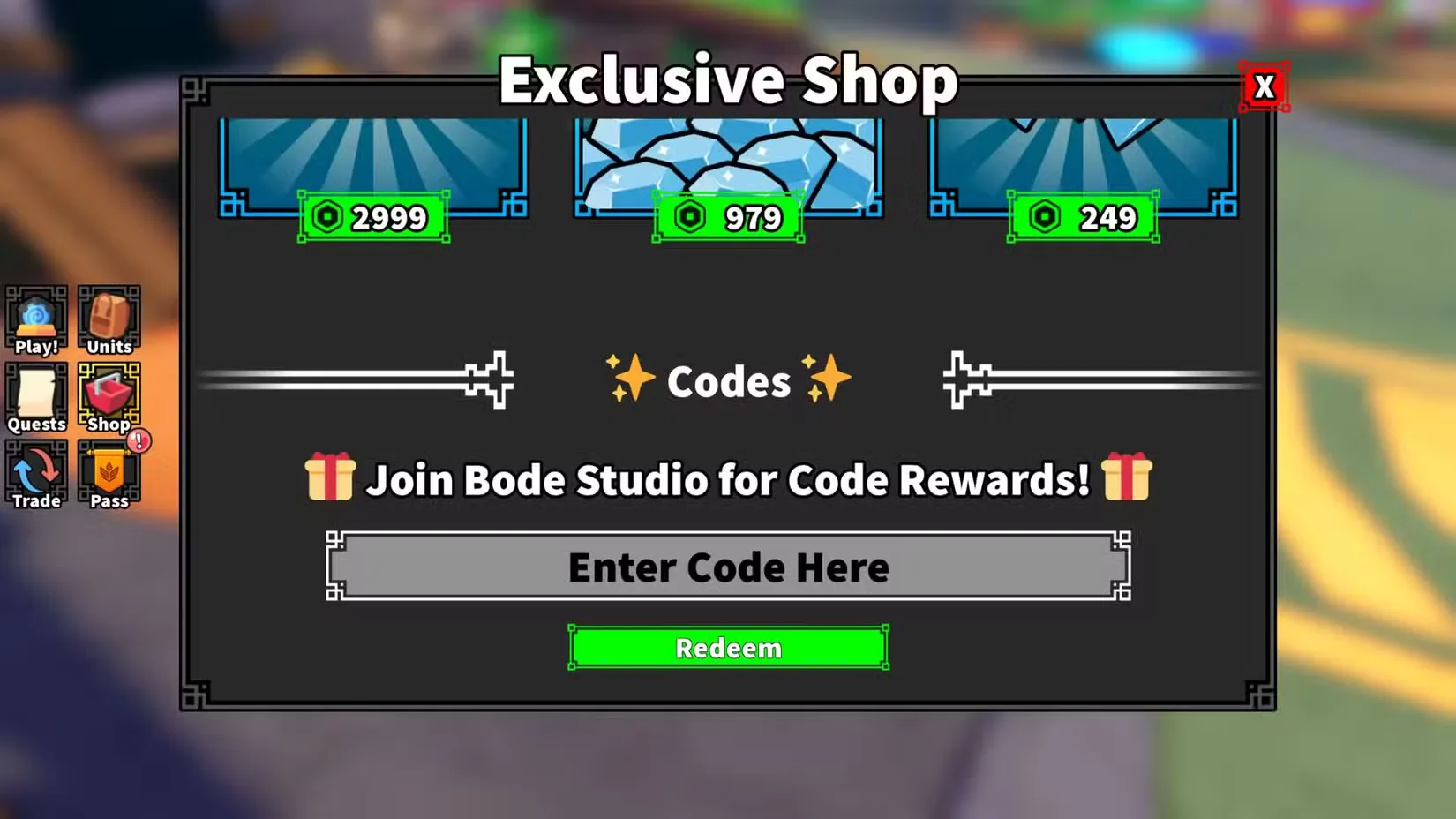 How to redeem codes in Unit Wars