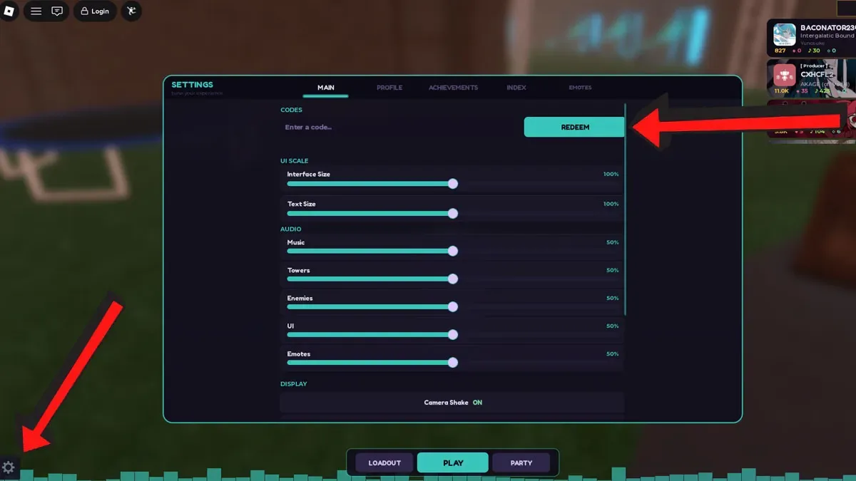 How to redeem codes in Vocaloid Tower Defense