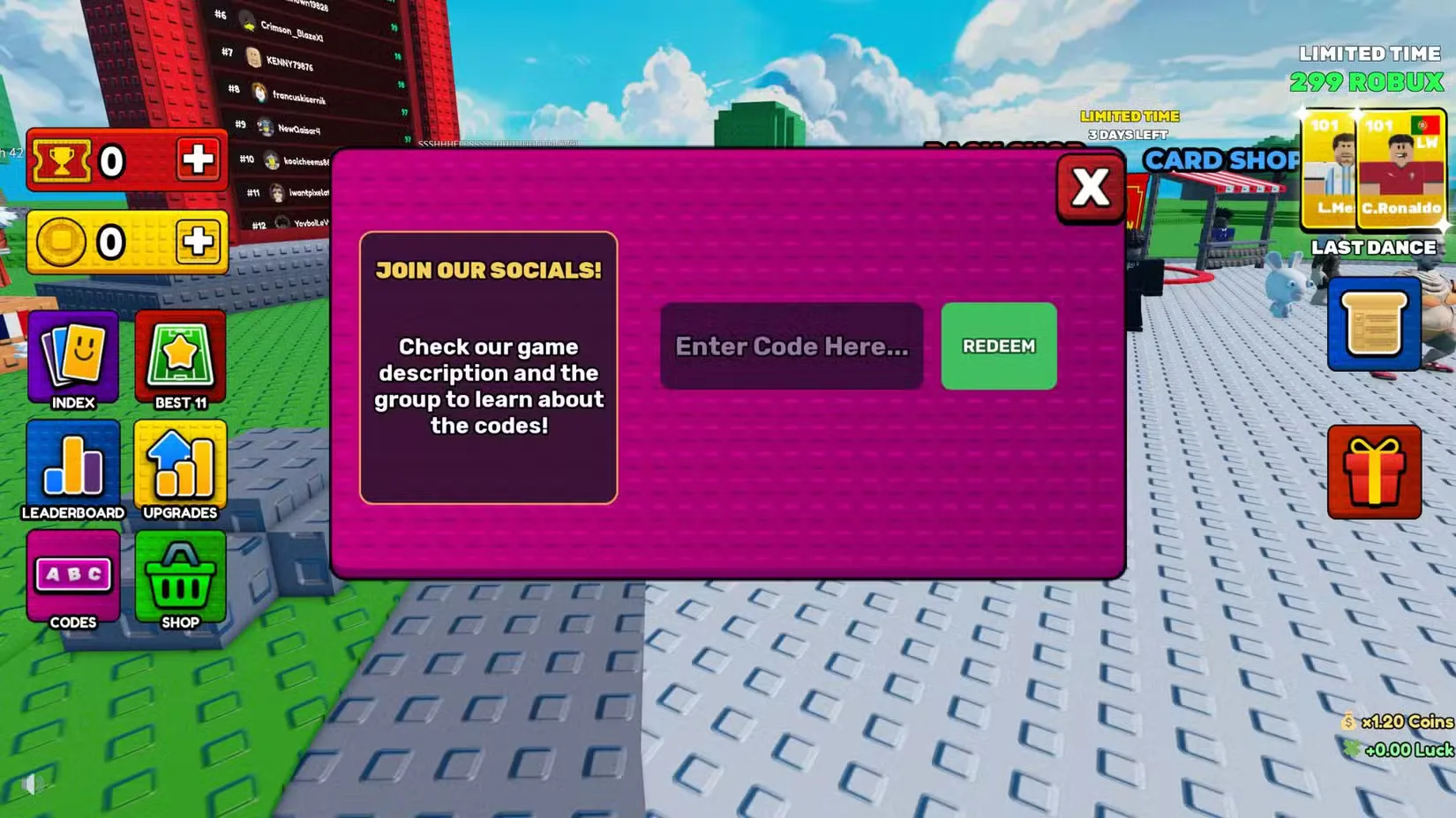How to redeem codes in Win A World Championship