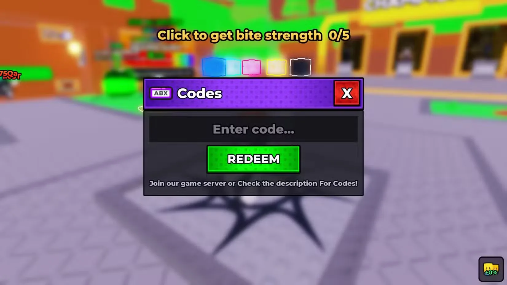 How to redeem codes in +1 Bite Per Click