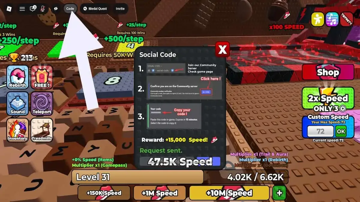 How to redeem codes in +1 Speed Keyboard Escape