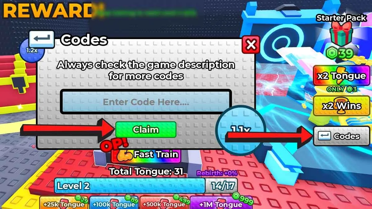How to redeem codes in +1 Tongue Escape