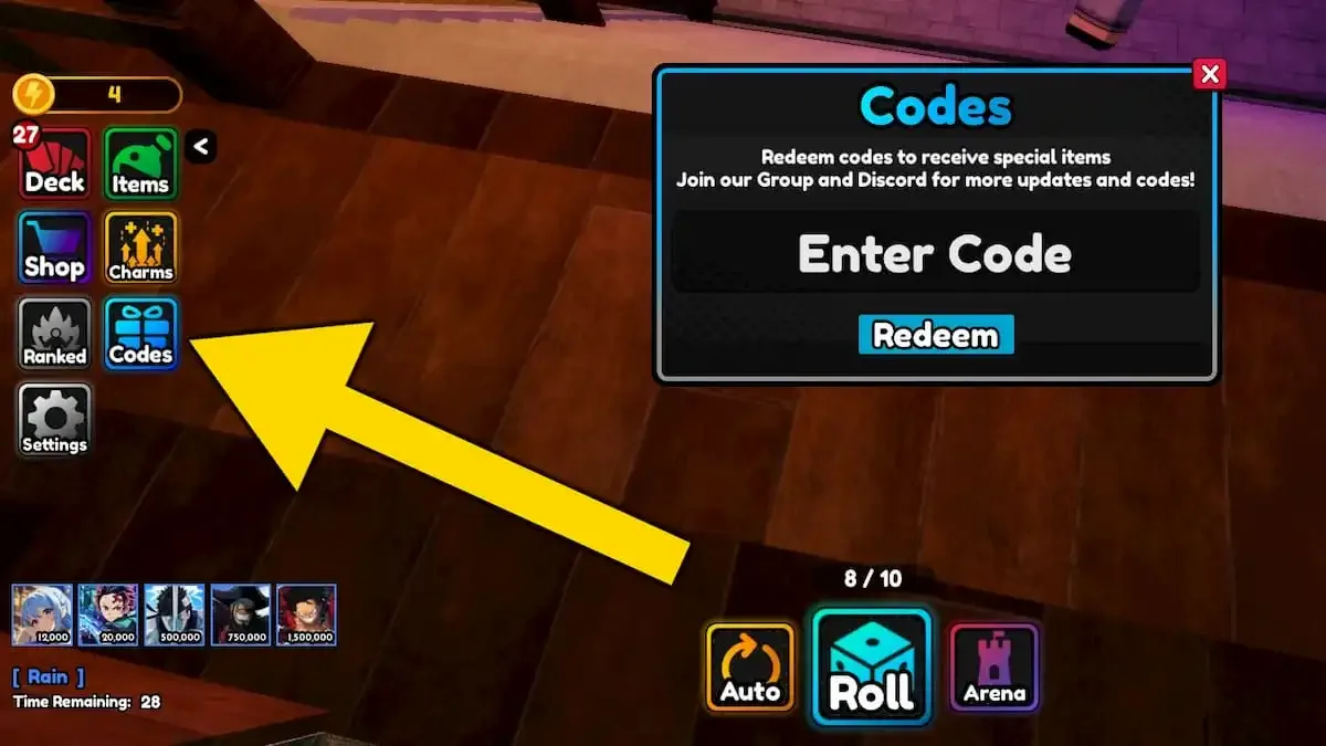 How to redeem codes in Anime Card Infinite