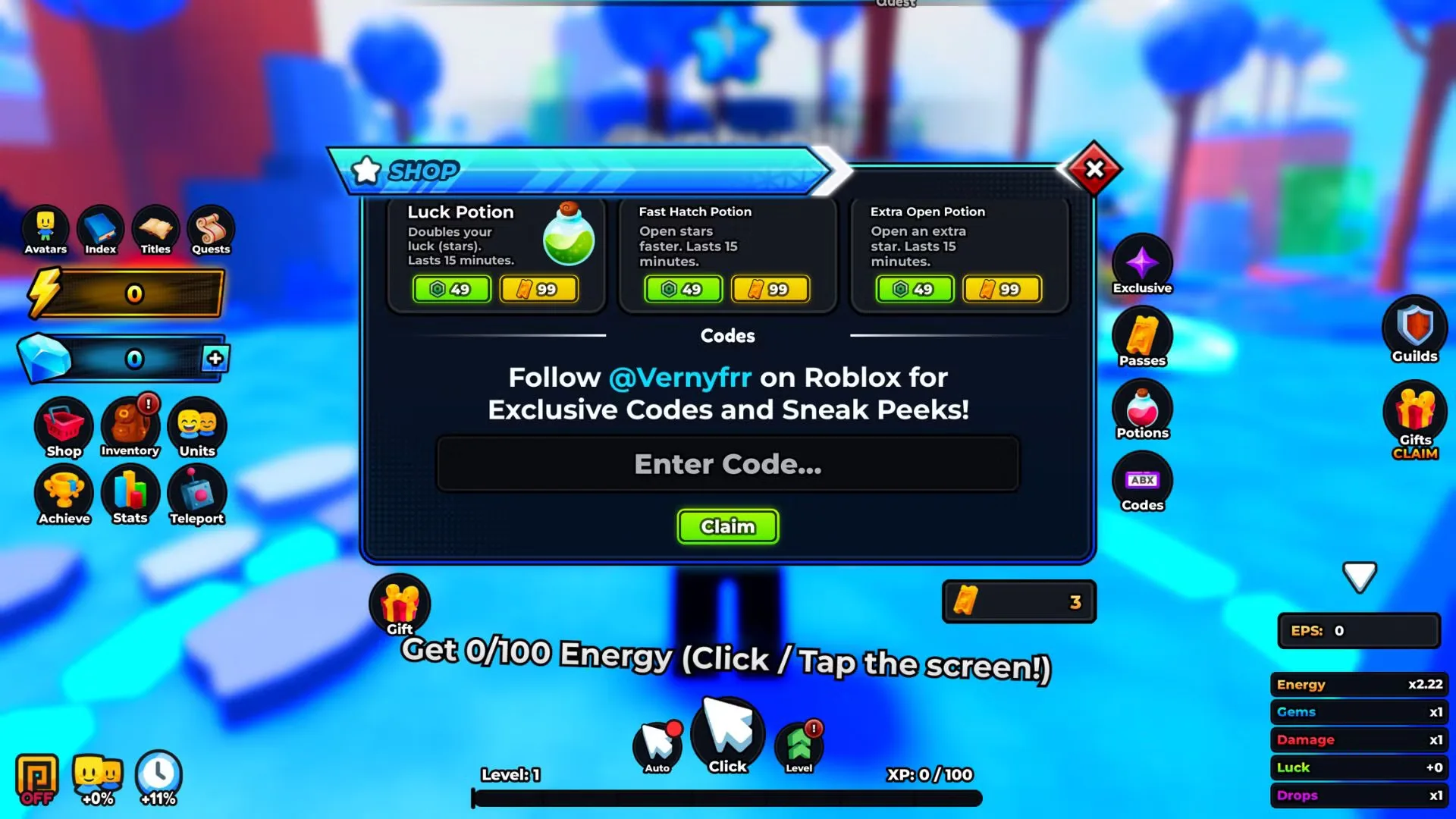 How to redeem codes in Anime Destroyers