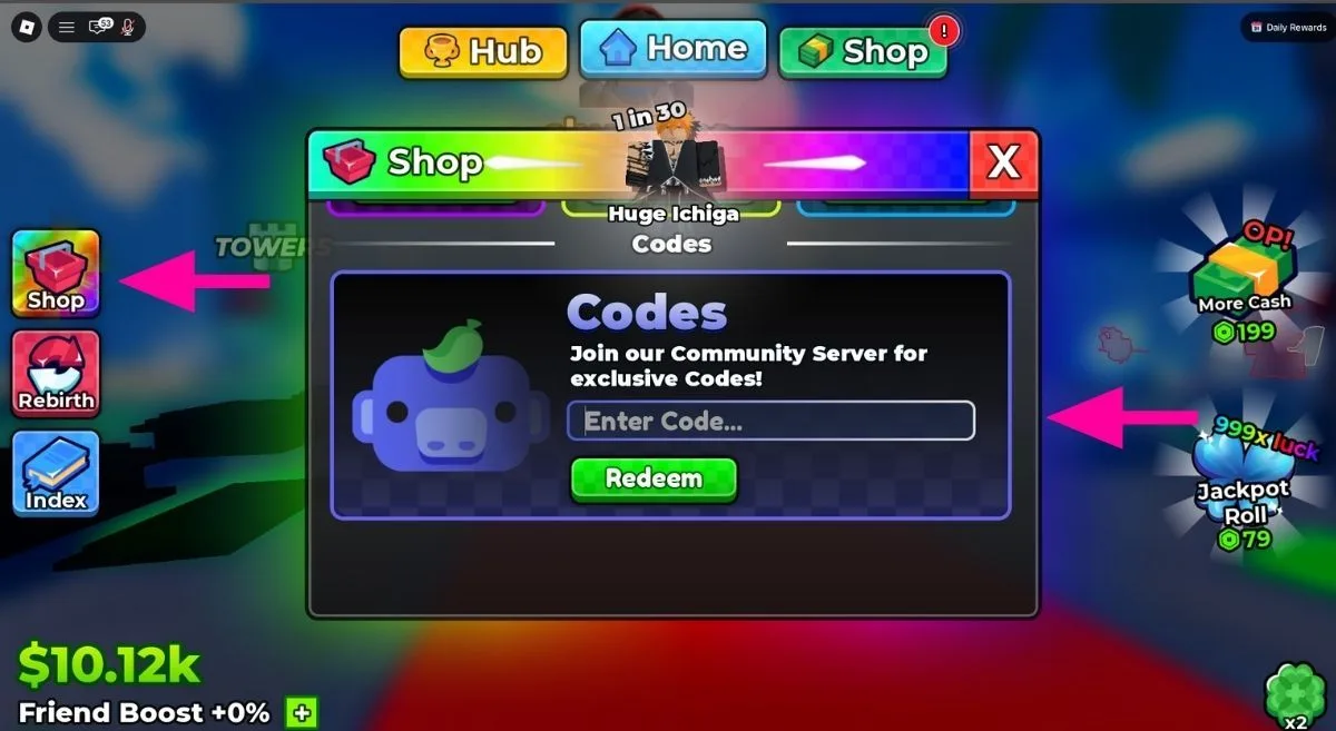 How to redeem codes in Anime Dice