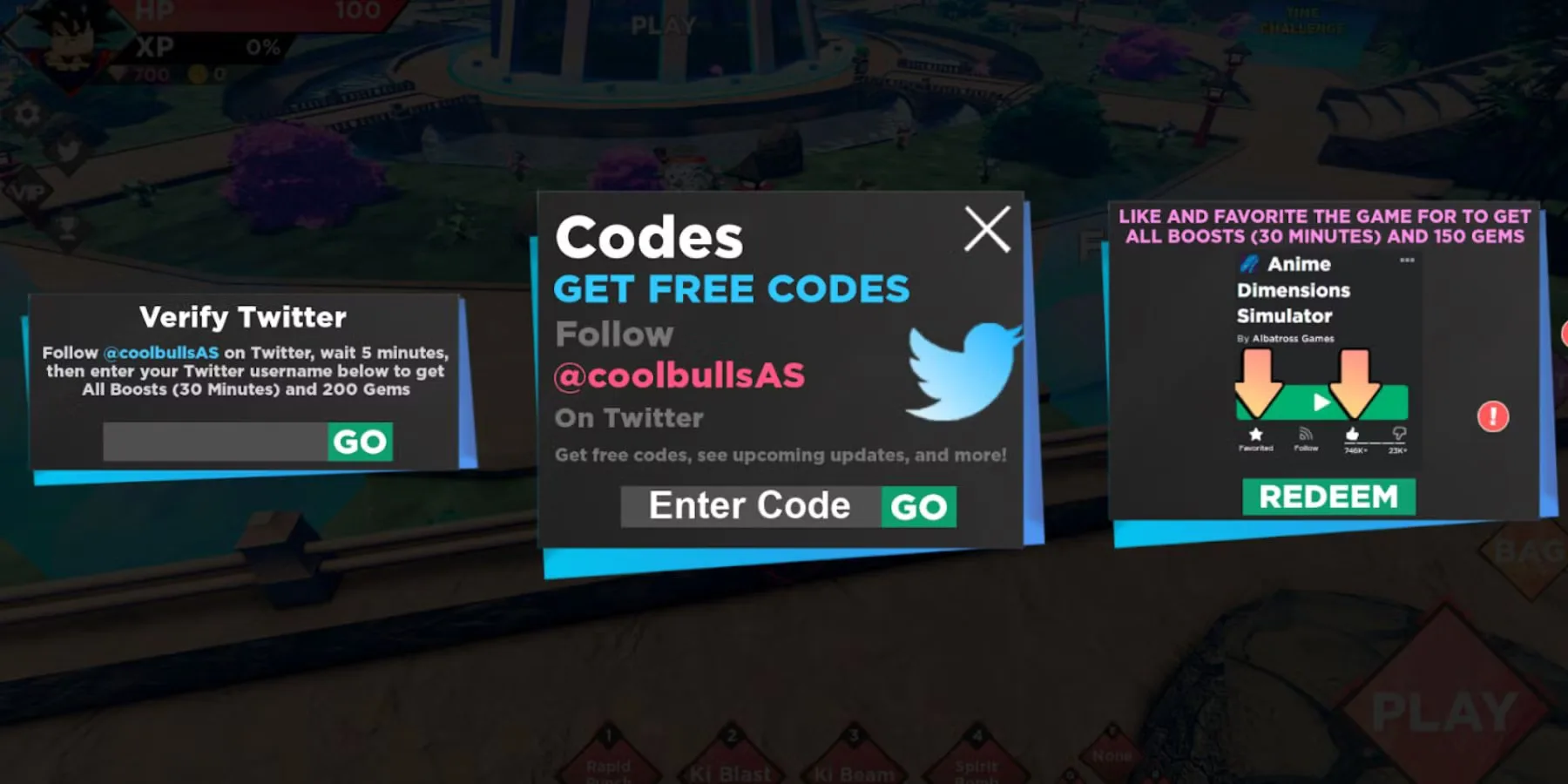 How to redeem codes in Anime Dimensions