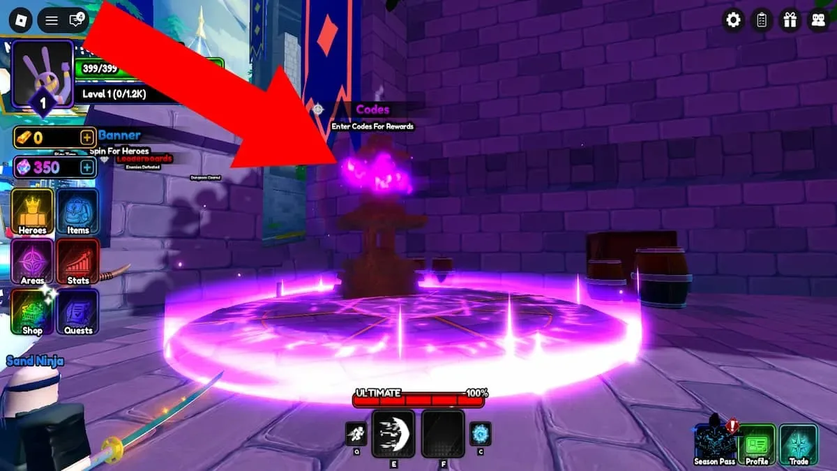 How to redeem codes in Anime Dungeons