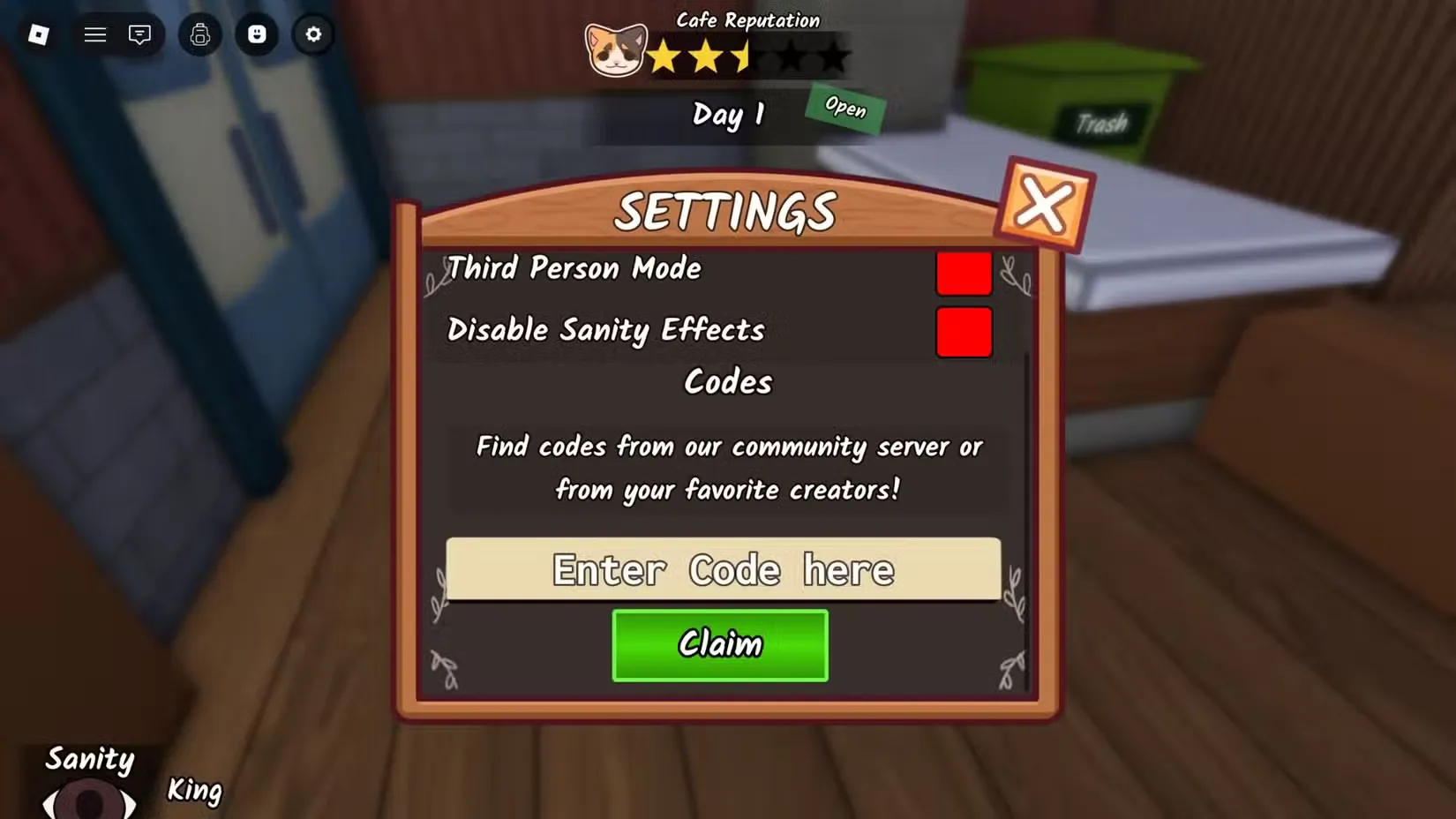 How to redeem codes in Anomaly Cafe