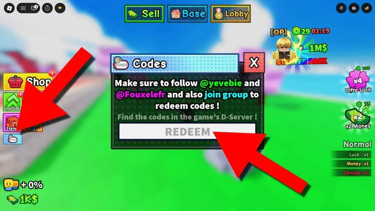How to redeem codes in Beat the Anime Boss