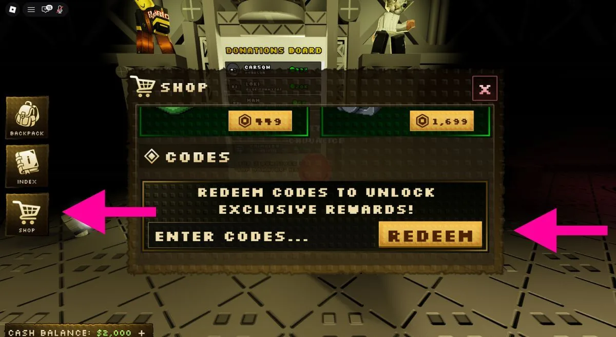 How to redeem codes in Bloxrooms
