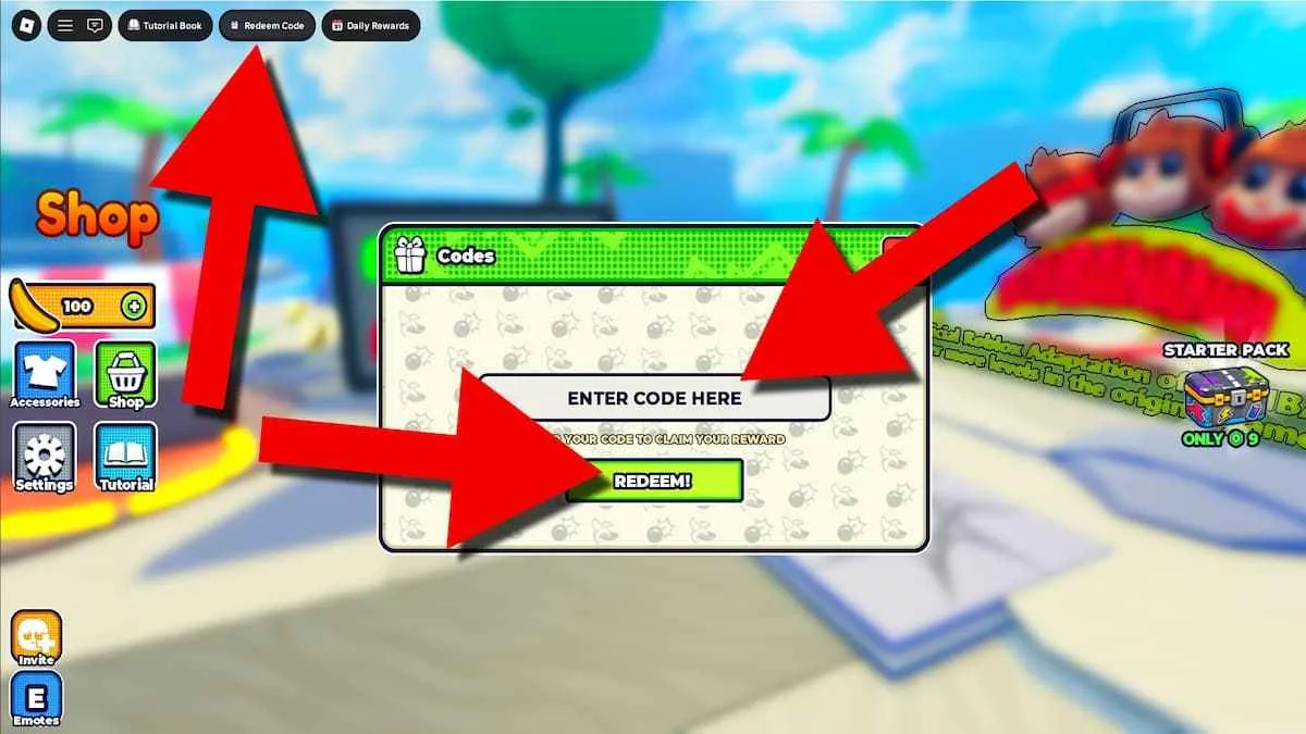 How to redeem codes in Bombanana