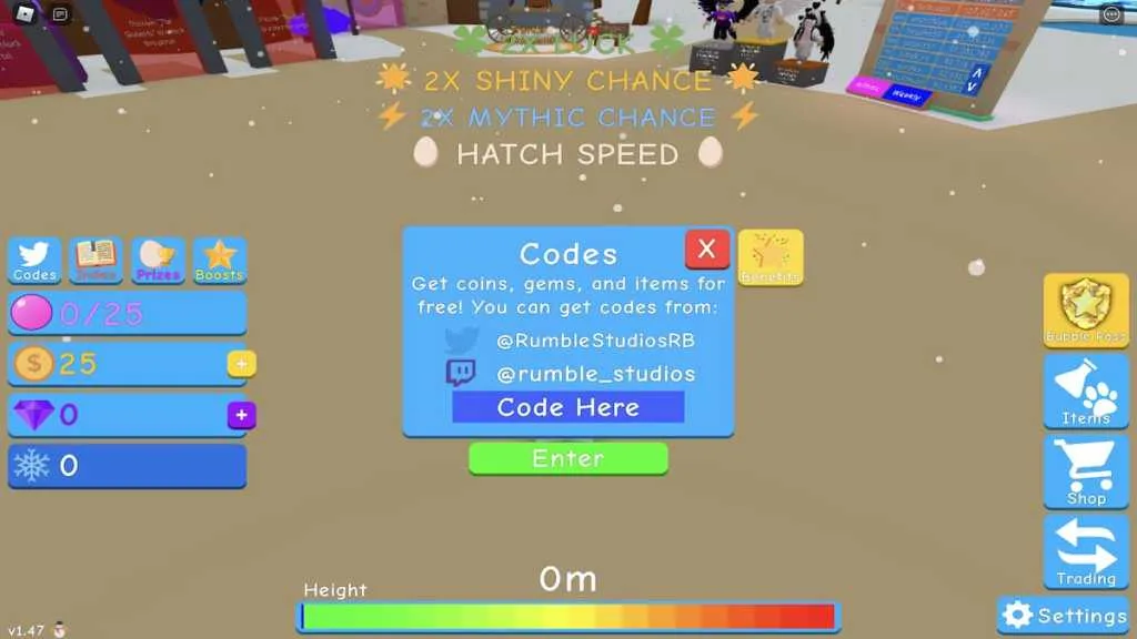 How to redeem codes in Bubble Gum Simulator