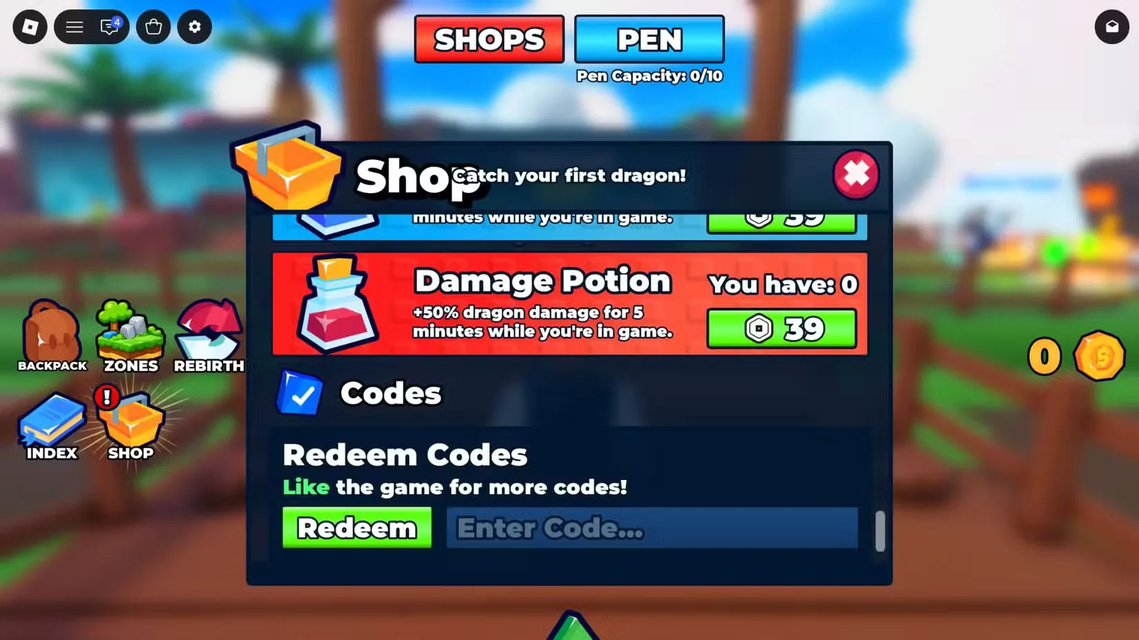How to redeem codes in Catch Dragons To Defend