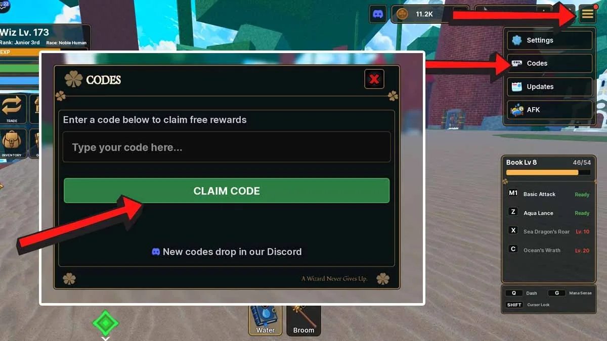 How to redeem codes in Clover Legends