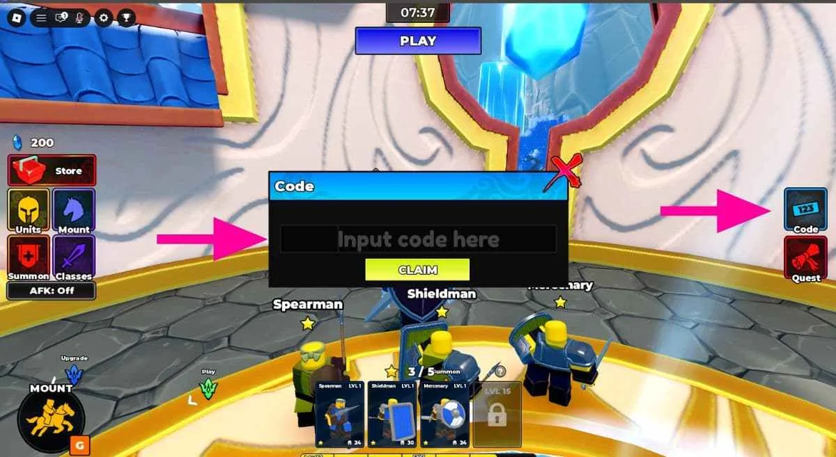 How to redeem codes in Command An Army