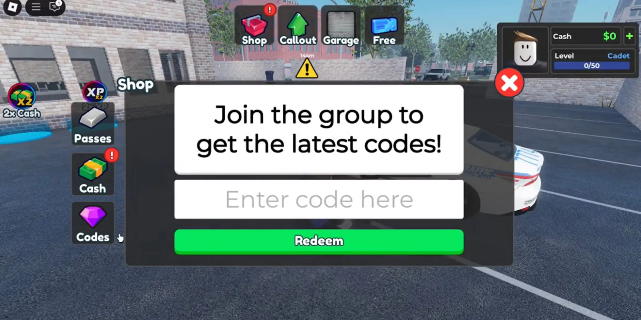 How to redeem codes in Dispatch Police Simulator