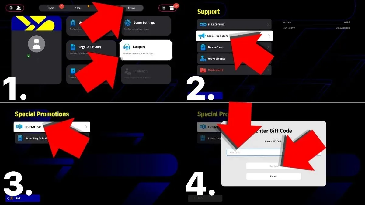 How to redeem codes in eFootball