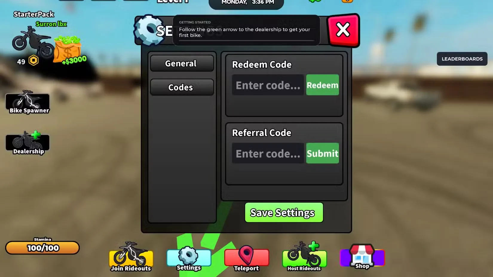 How to redeem codes in Host A Rideout