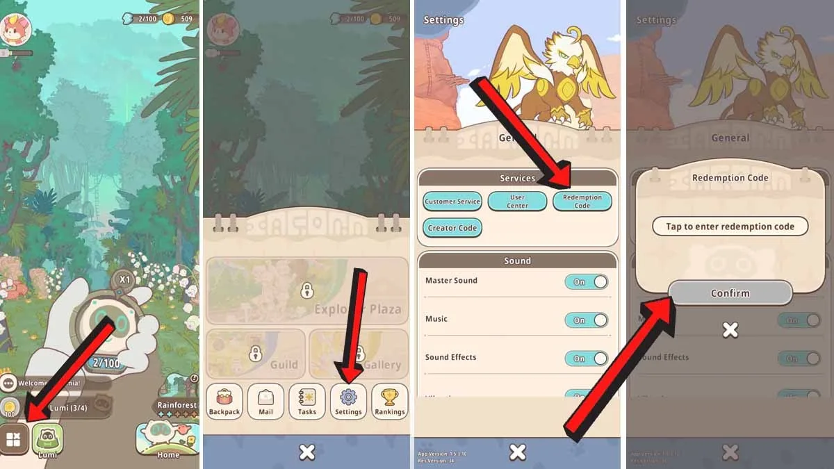 How to redeem codes in Lumi Master