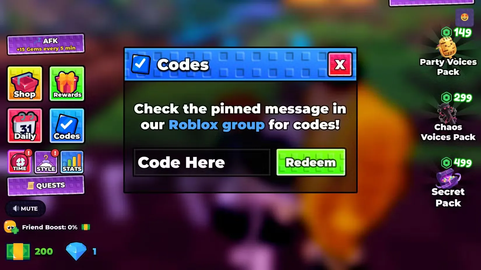 How to redeem codes in Mimic the Voice