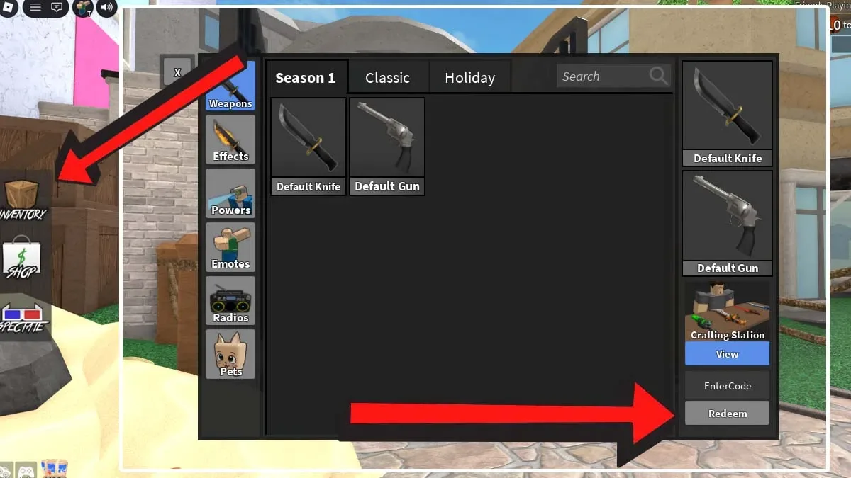 How to redeem codes in Murder Mystery 2