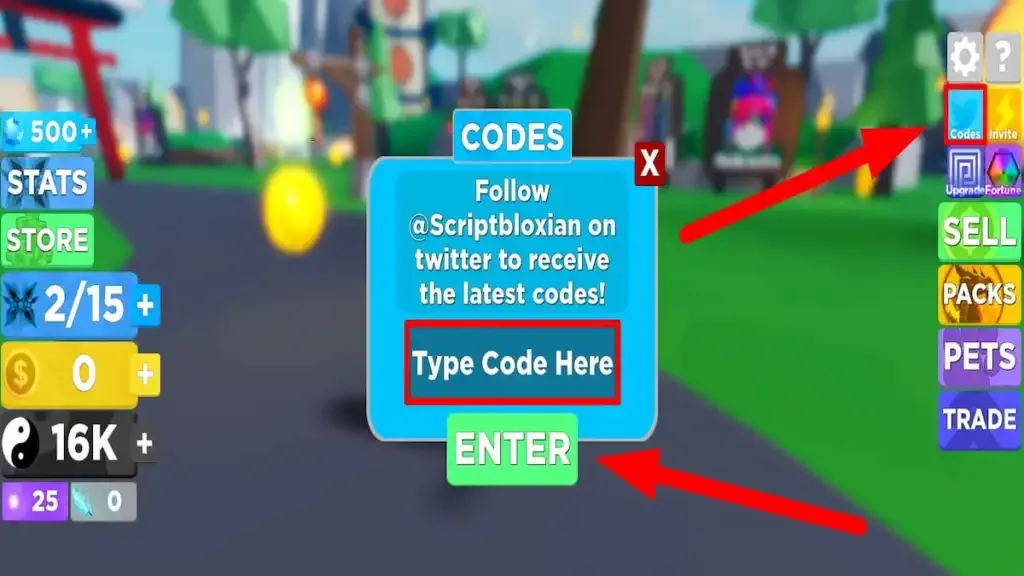 How to redeem codes in Ninja Legends