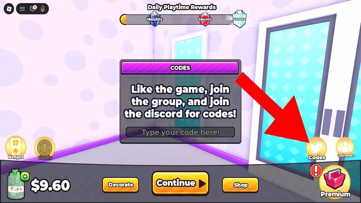 How to redeem codes in Run A Freezeria