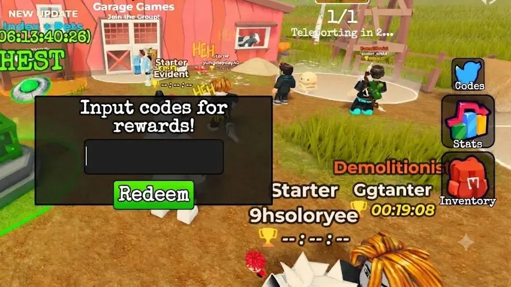 How to redeem codes in Search For The Needle
