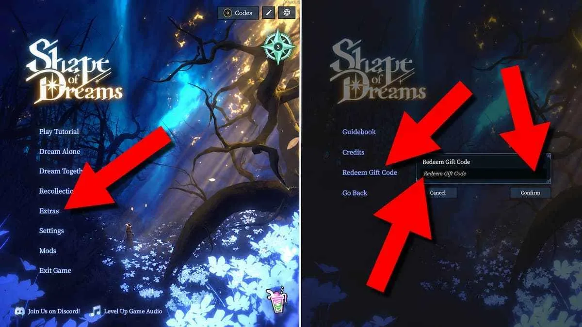 How to redeem codes in Shape of Dreams