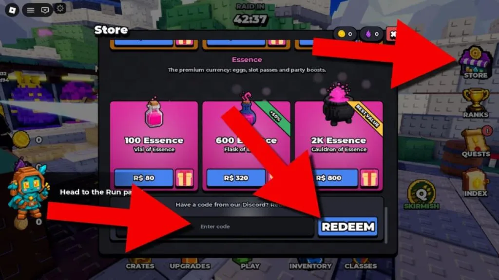 How to redeem codes in Survive The Swarm
