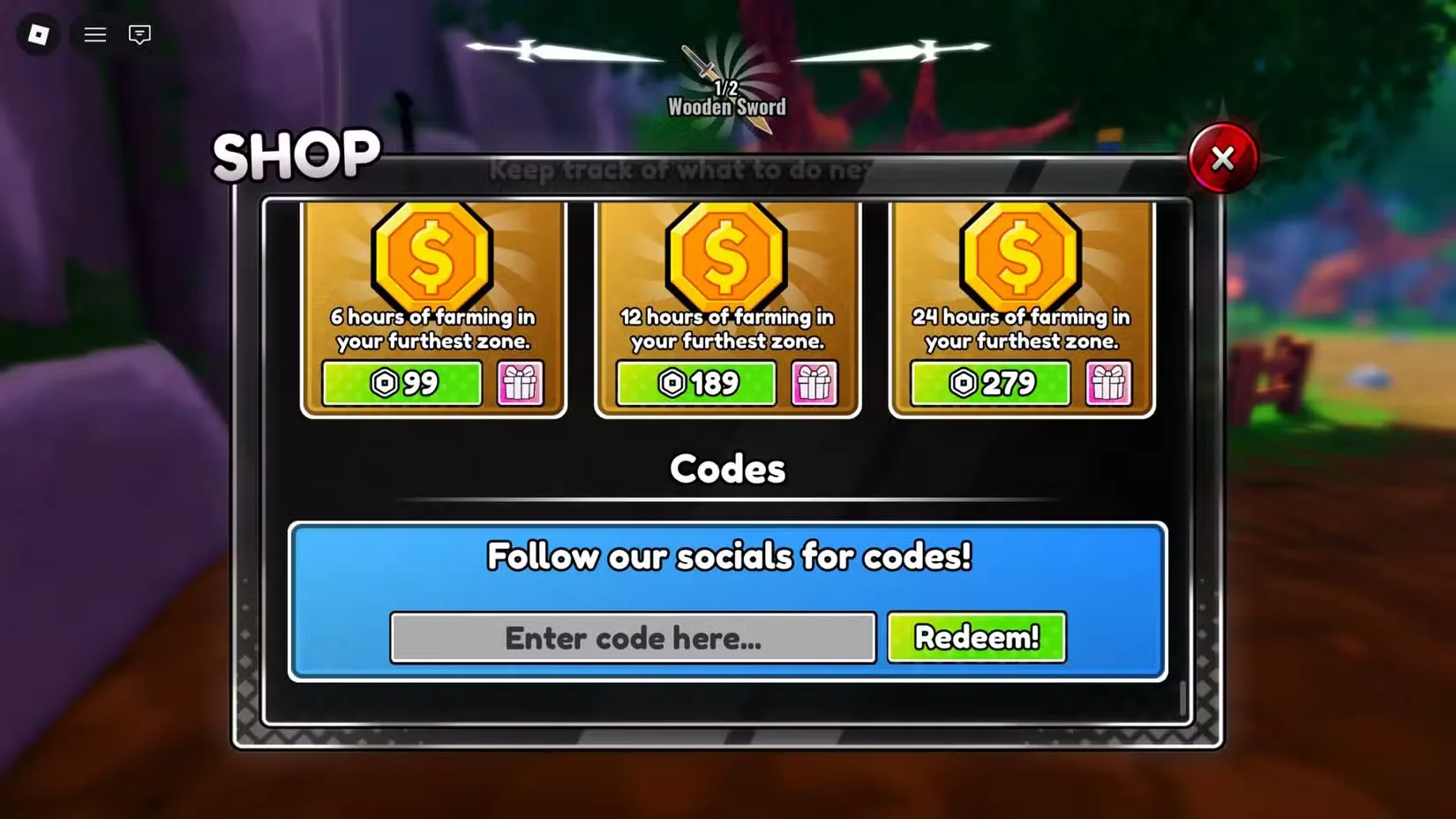 How to redeem codes in Sword RNG X