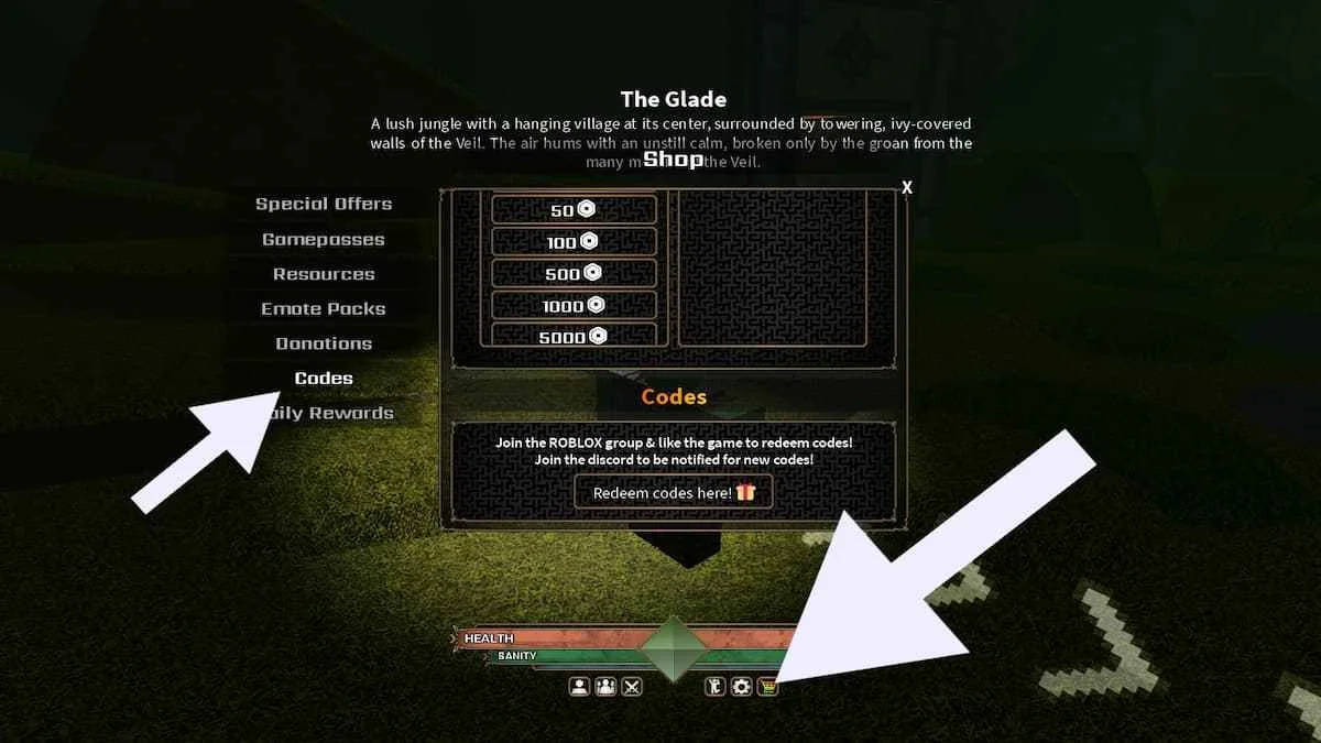 How to redeem codes in The Veil