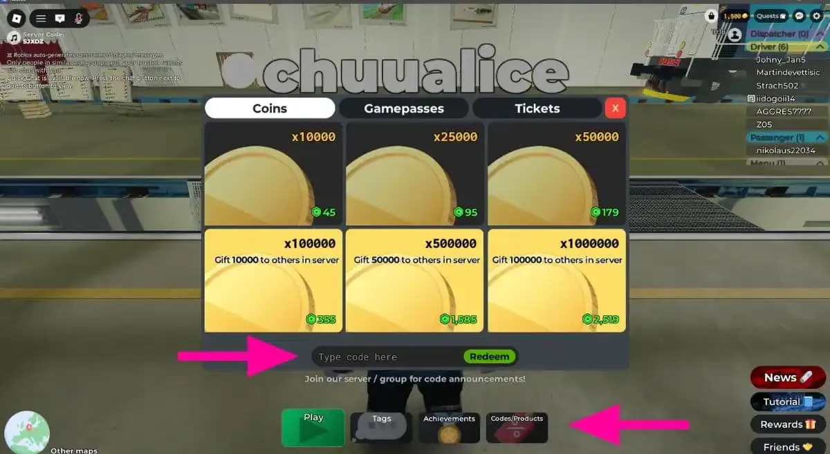 How to redeem codes in Train Sim